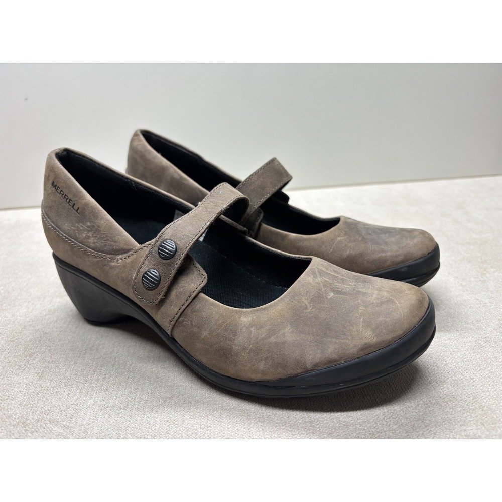 Merrell Mary Jane Shoes Womens 6.5 Brown Leather Veranda Emme Cloudy Snap